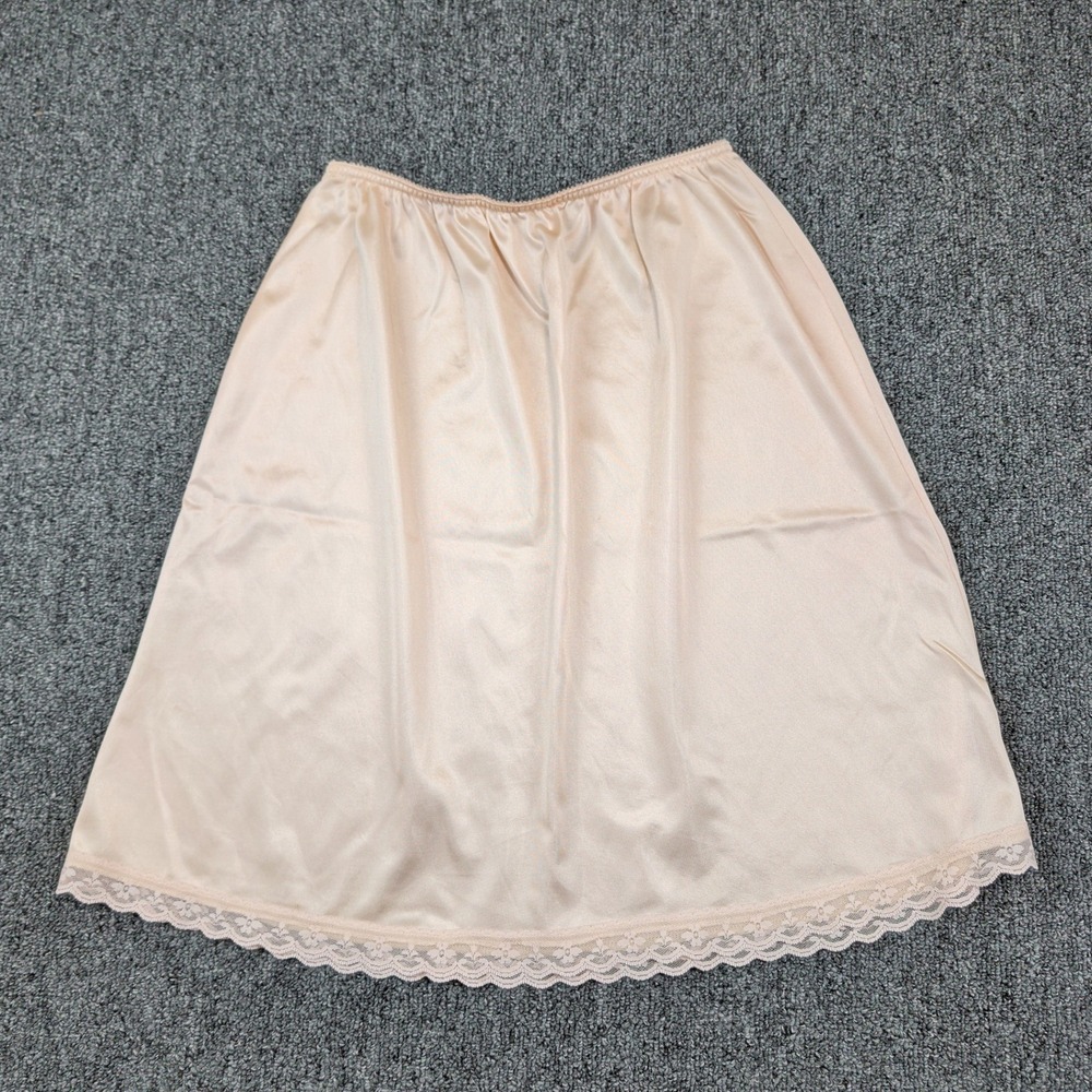 Warner's Vintage 80s Lace Trim Half Slip Skirt Medium Beige Antron III Nylon USA